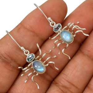 Moonstone and Blue Topaz Earrings Spider